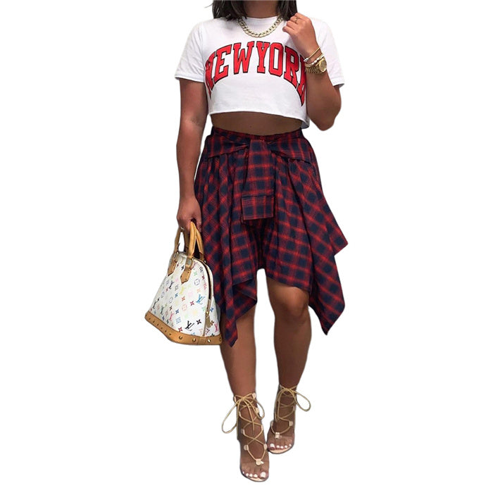 maroon plaid mini skirt