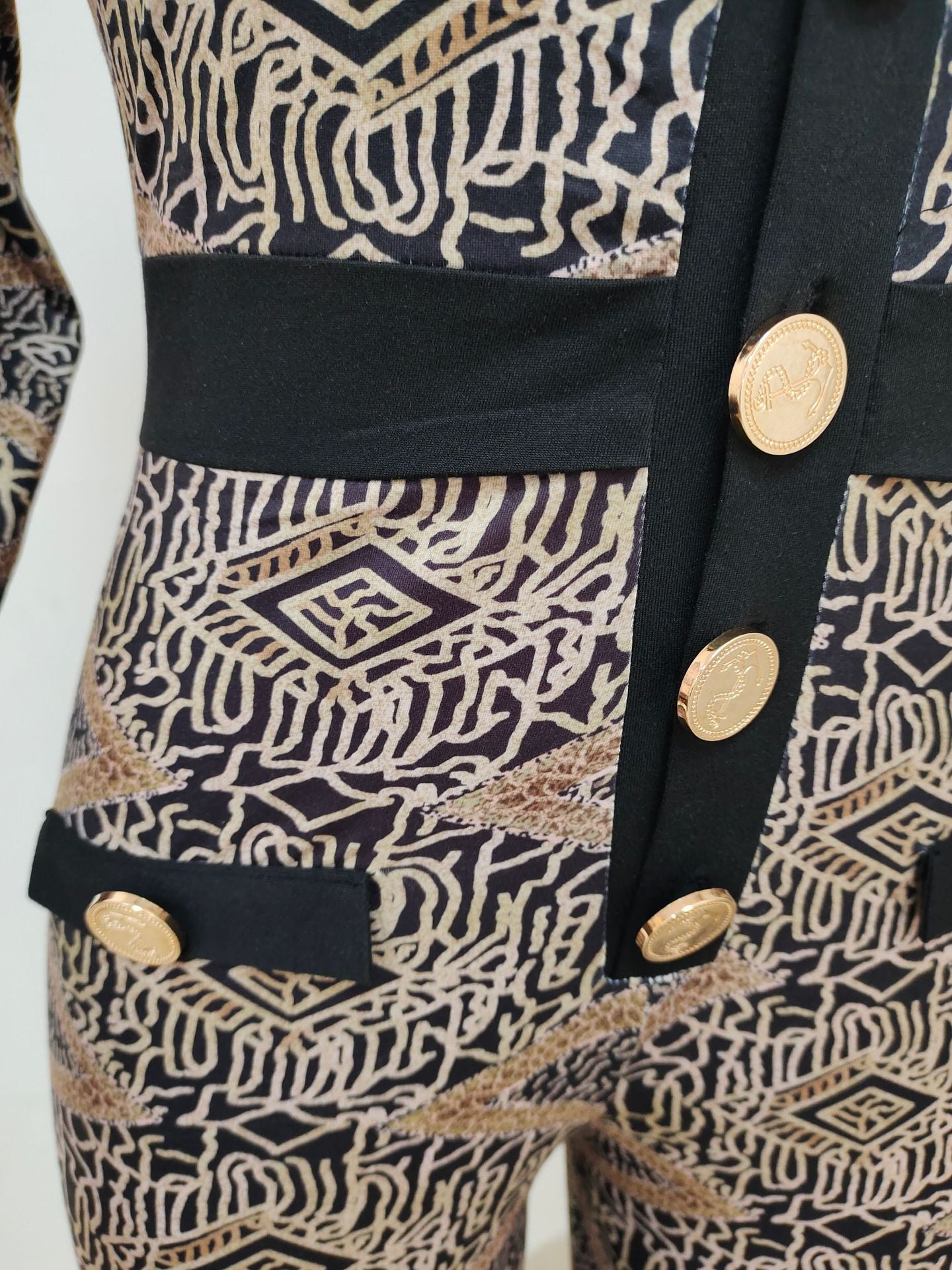Golden Coin Button Long Sleeve Bodycon  | Cultureheaven.com