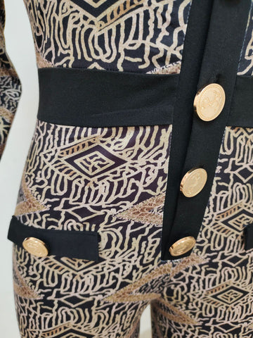 Golden Coin Button Long Sleeve Bodycon  | Cultureheaven.com