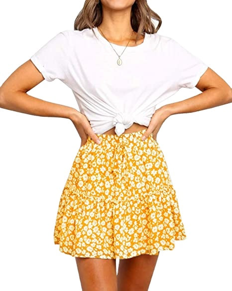 floral mini skirt for women