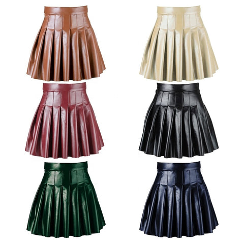  PU leather pleated skirts catalog