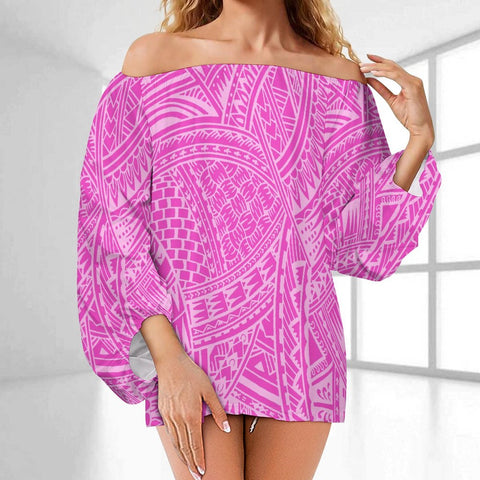 Tribal Style Oversize Dress Pink