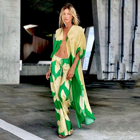 Spring Summer New Fashion Long Printed Cover Up Bikini Ladies Loose Shirts Blouses Tops Women Custom Kimonos