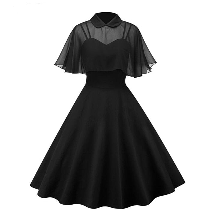 Elegant Clock Vintage Gothic Dress Black 