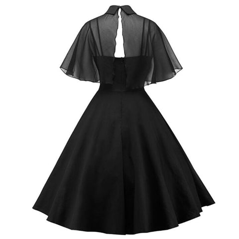 backside of Elegant Clock Vintage Gothic Dress Black 