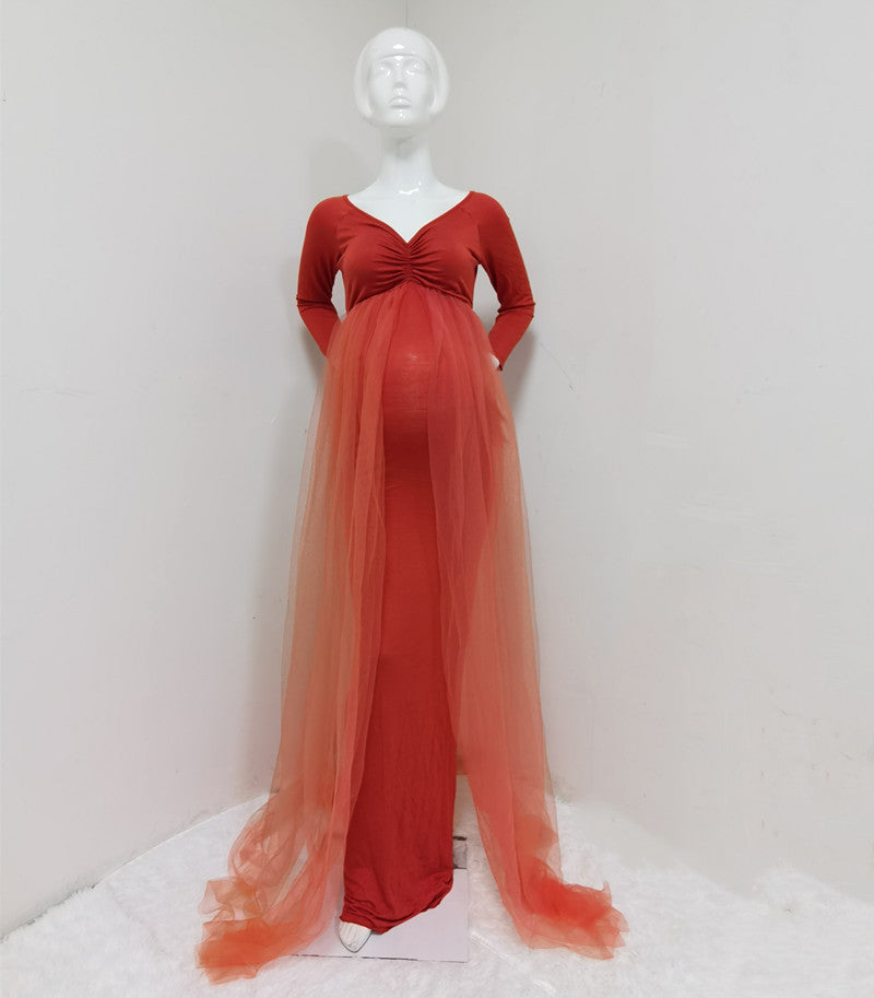 Red Maternity Vestidos Evening Maxi Dress 