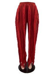  Casual Red Wide Leg Trousers