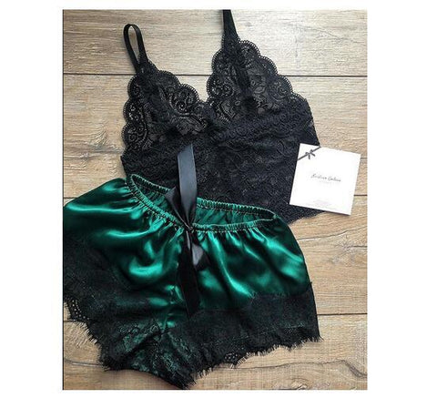 Sexy Lace Satin Lingerie Set