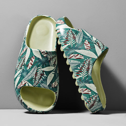 Dark Green Customize Logo Foam Runner Slippers