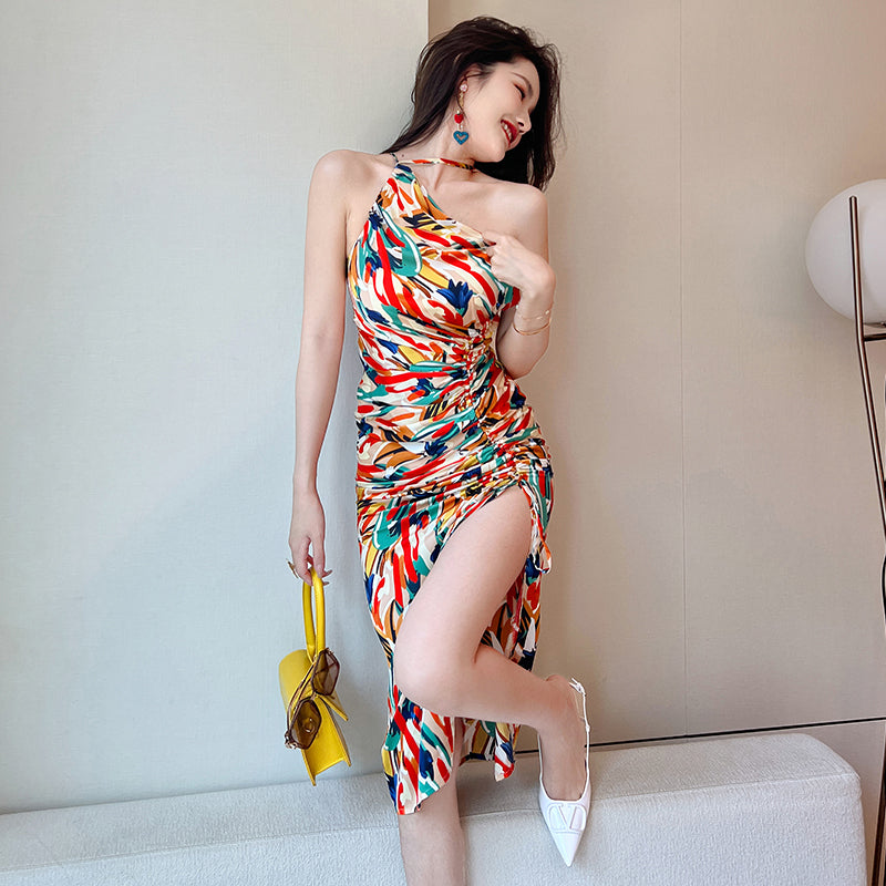 Satin Pleated Going Out Dress