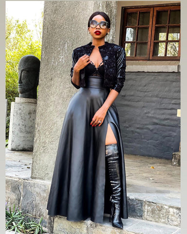 Maxi PU Leather skirt for women