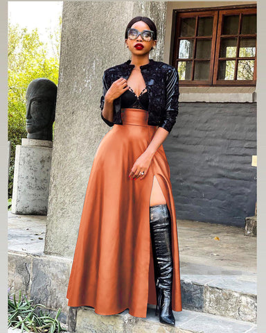 leather maxi skirt