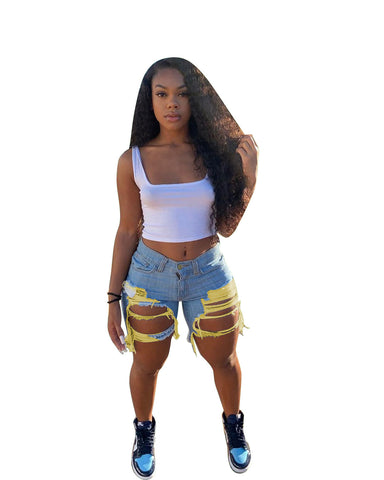 High Waist Ripped Cut Up Jean | Cultureheaven.com