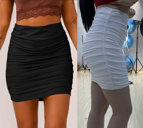 Black and white mini skirt for women