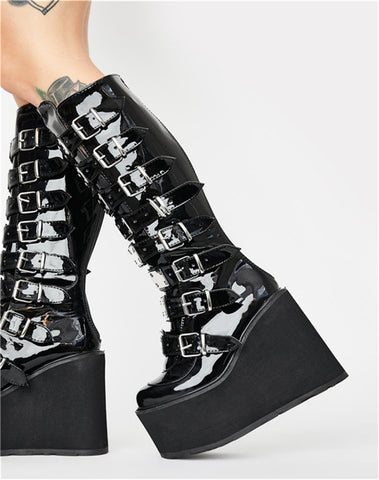 buckle platform boots