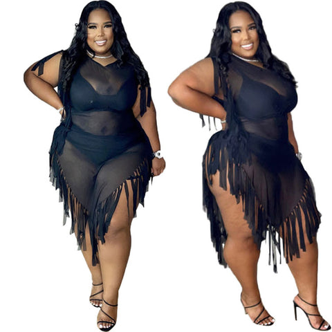 Black See-through African Plus-size Dress