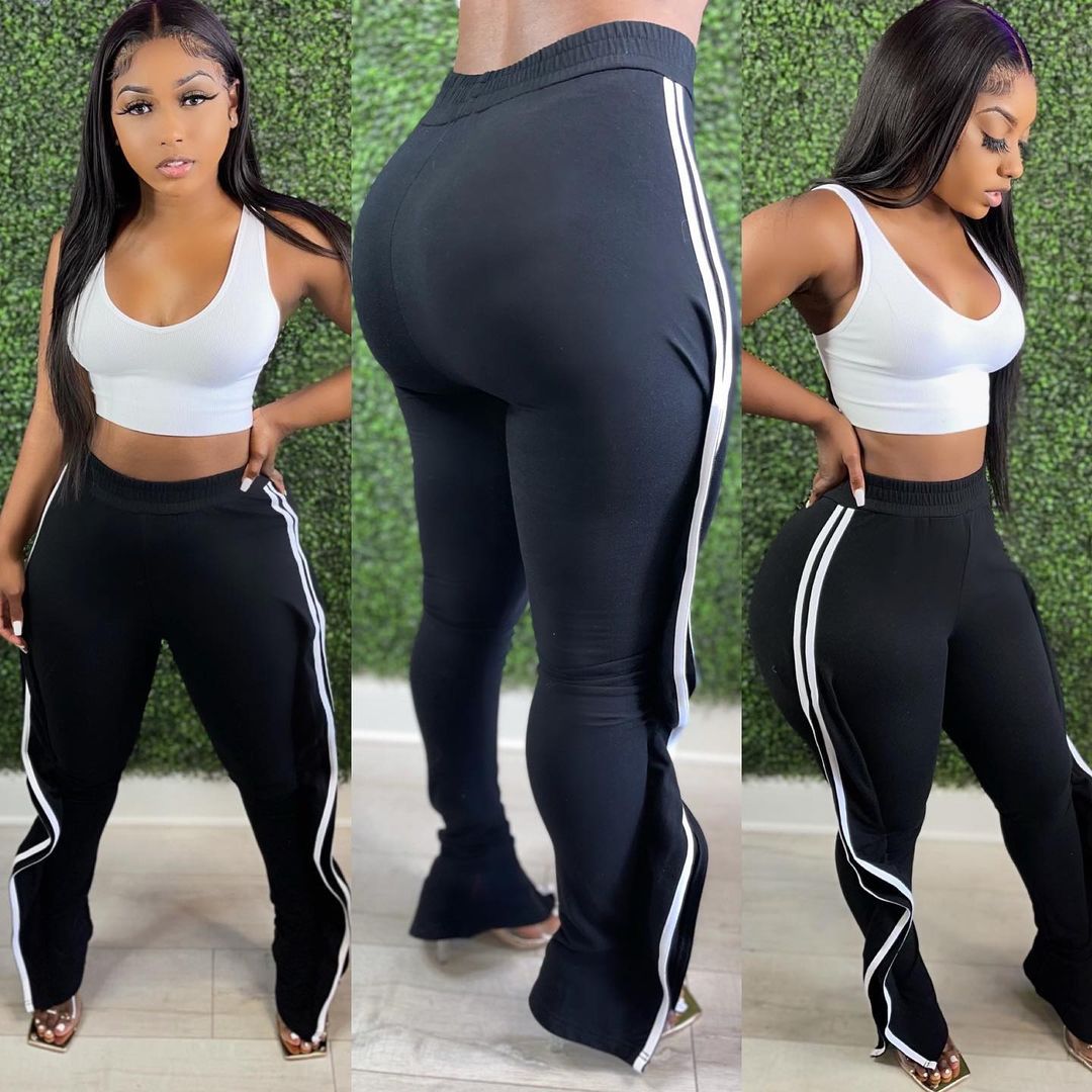 stripped flare pants