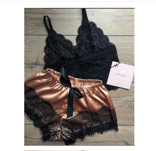 Sexy Lace Satin Lingerie Set