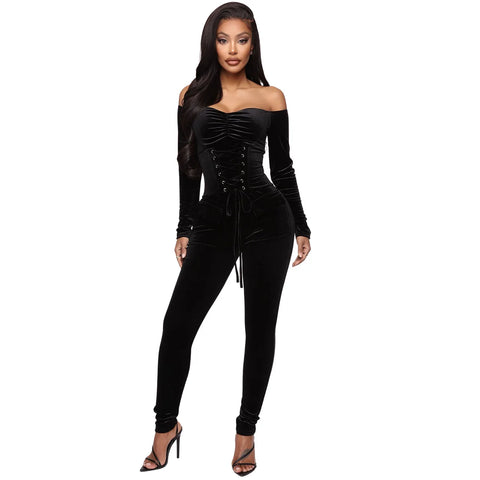 Bodycon Velour Velvet Jumpsuit 