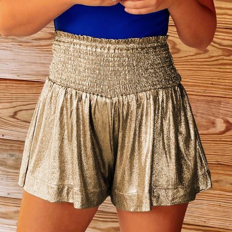 Women Gold Sparkly Shorts