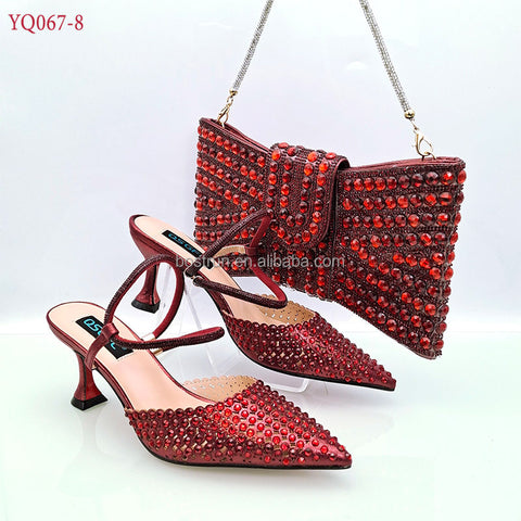 Plum Red Gisella Kitten Heel w/ Matching Bag