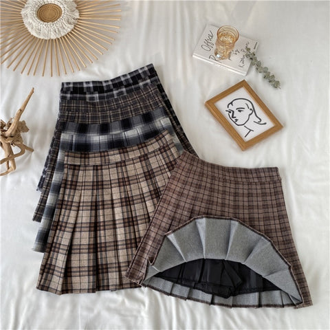 Chic Korean Plaid Pleated Mini Skirt - Culture Heaven Special