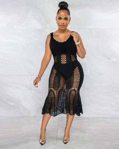 Knitted Hollow Swim Cover Up