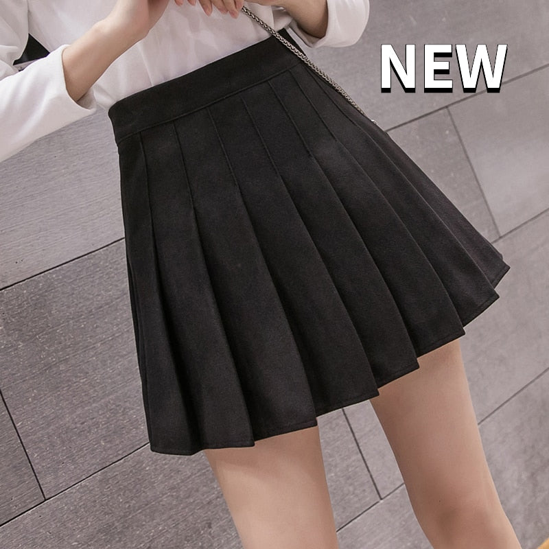 Korean Plaid Skirt black 