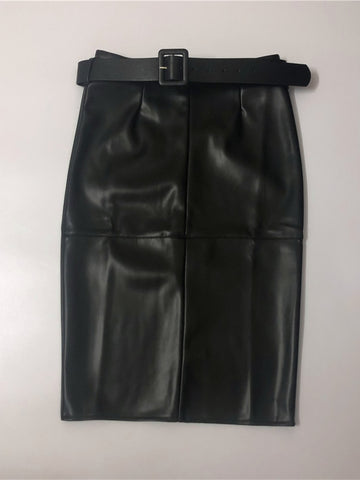  Stylish PU Leather Wrap Midi Skirt with Belt - Culture Heaven Special