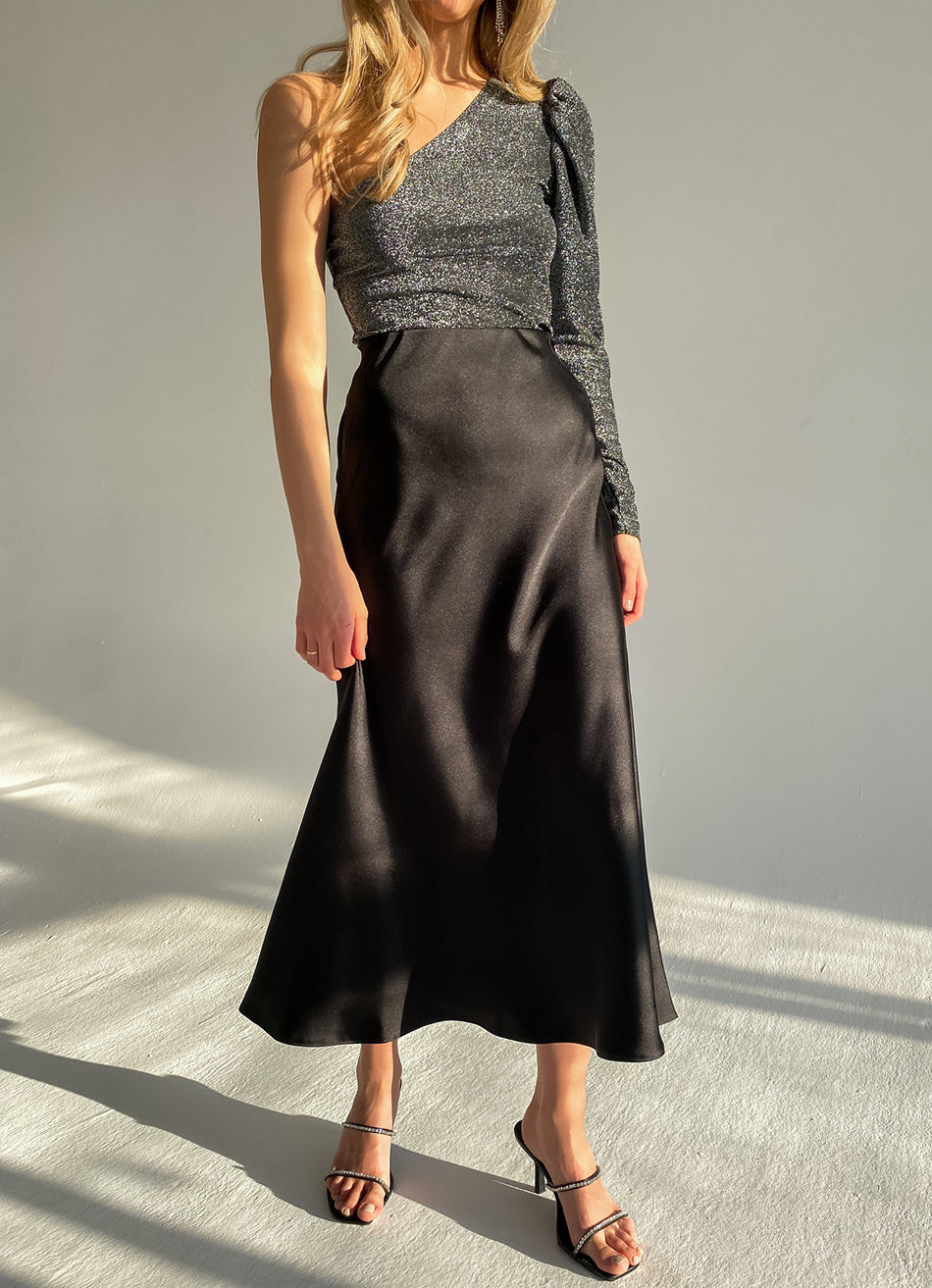 black satin skirt for women