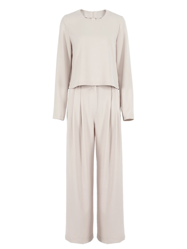Classic Spring Wide Leg Pants and Shirt Set