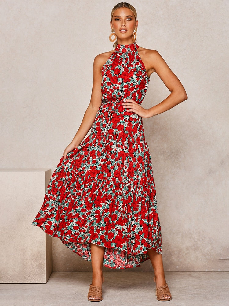 Summer Breeze Maxi Dress Floral Red
