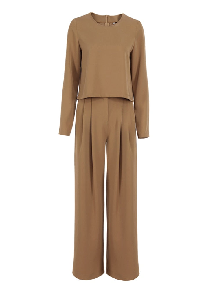 Classic Spring Wide Leg Pants and Shirt Set