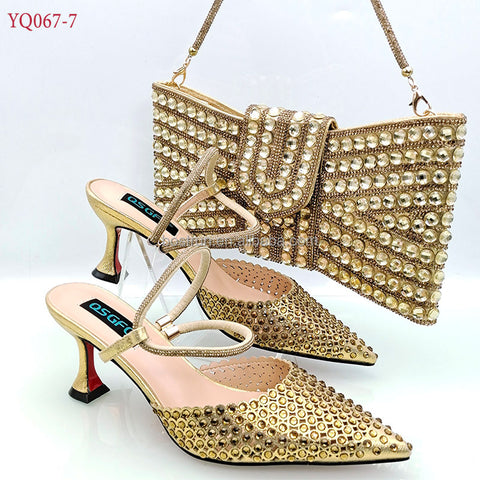 Gold Gisella Kitten Heel w/ Matching Bag