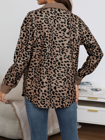 Women Leopard Buttoned Jacket