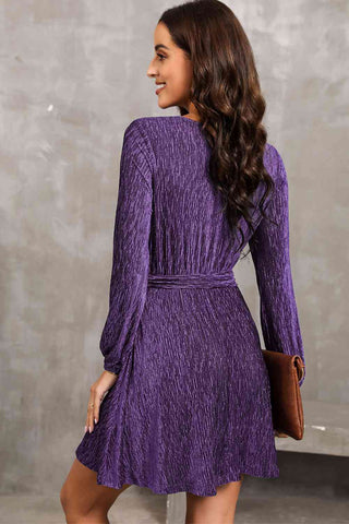 Violet Stretchy Belted Mini Dress