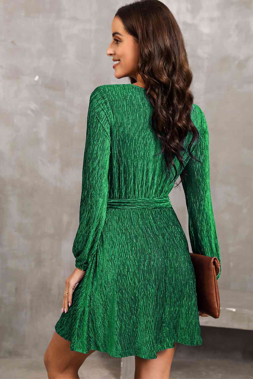Green Stretchy Belted Mini Dress