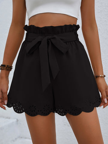 Black Tie Belt Waist Shorts
